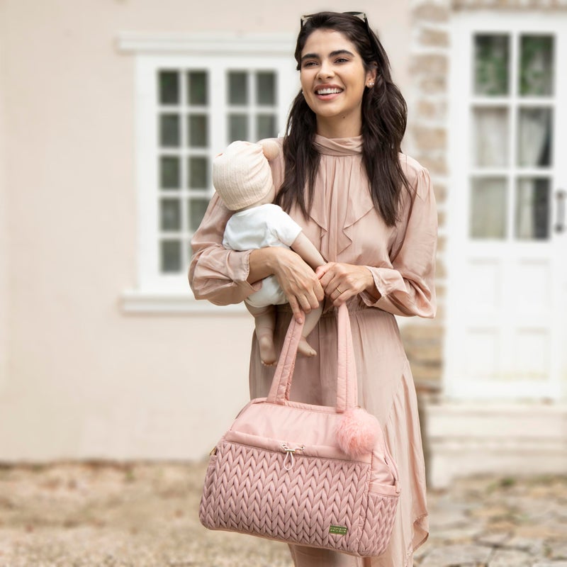 LUKJOJO Asha Diaper Bag Tote For Daily Use, Travel Shoulder Diaper Bag With Long Strap And Stroller Clips Hospital Bag For Labor Delivery,Practial Baby Bag For New Parents(Dusty Rose) - Image 2