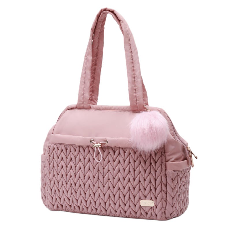 LUKJOJO Asha Diaper Bag Tote For Daily Use, Travel Shoulder Diaper Bag With Long Strap And Stroller Clips Hospital Bag For Labor Delivery,Practial Baby Bag For New Parents(Dusty Rose) - Image 1
