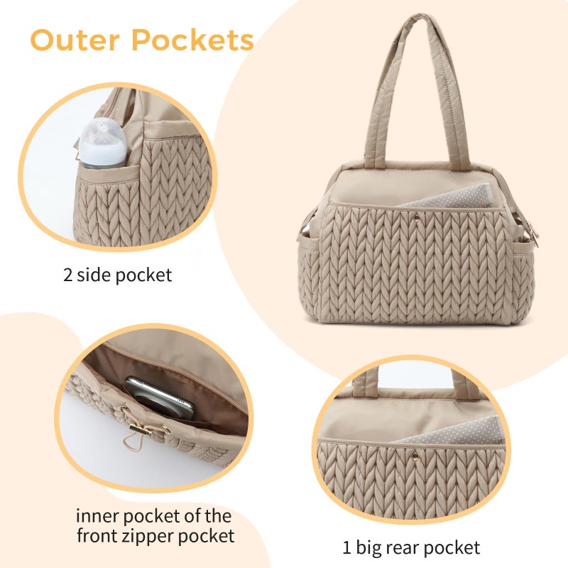 LUKJOJO Asha Diaper Bag Tote For Daily Use, Travel Shoulder Diaper Bag With Long Strap And Stroller Clips Hospital Bag For Labor Delivery,Practial Baby Bag For New Parents(Dusty Rose) - Image 5