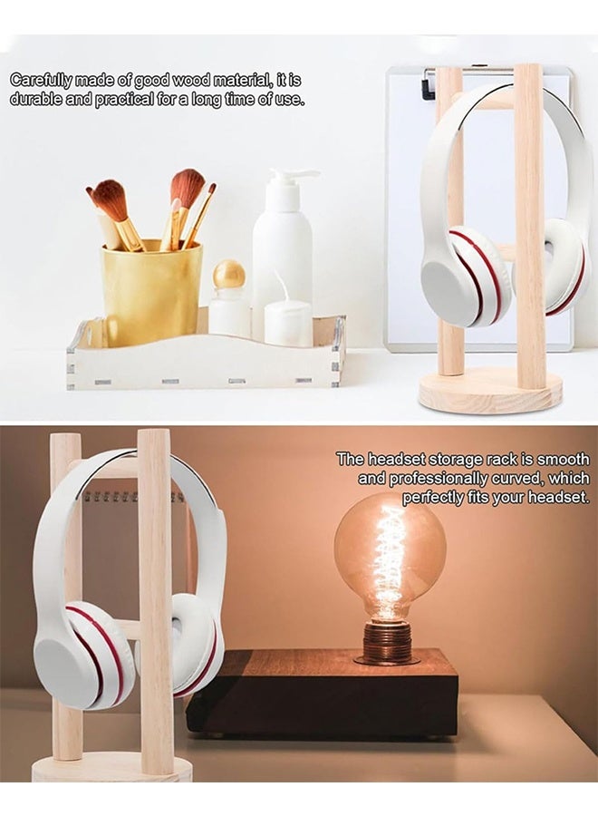 Headphone Stand Pine Headphone Stand Gaming Headset Stand with Solid Base Suitable for All Size Headphones Wood Color - Image 3