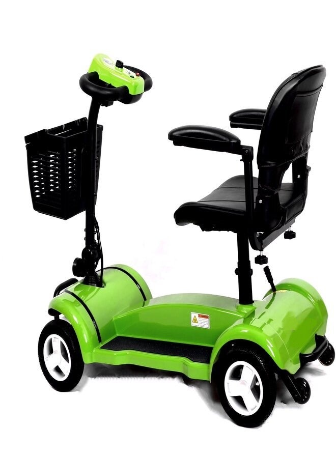 SUNCART Dragonfly X-01 Folding Electric 4 Wheel Mobility Scooter with Front Storage Basket, LED Head Light, Break Light & Adjustable Seat Electric Wheelchair - Green - Image 1