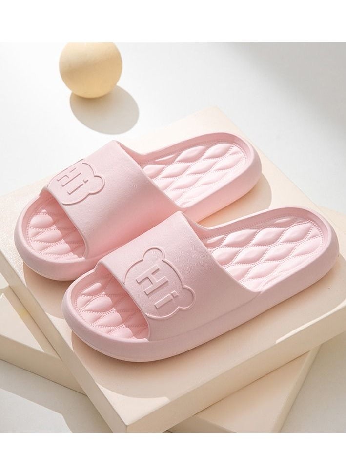 Loquat Light And Comfortable Solid Color Casual Slippers Bathroom Indoor Outdoor Non Slip Slippers Open Toe With Cartoon Pattern Pink 