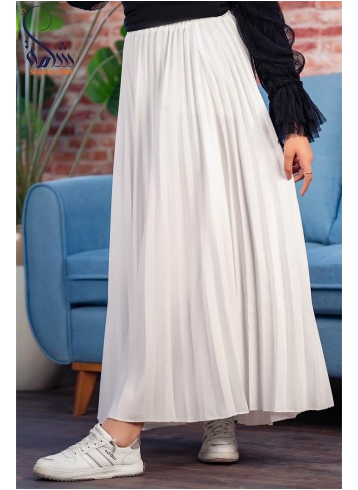 Generic - Pleated skirt, imported first-class Rosaline crepe material, from Guzel - non-see-through - white - free size - Image 1
