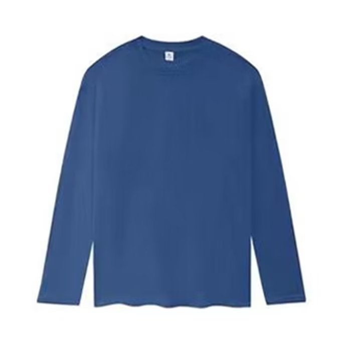 220G Combed Cotton Drop-Shoulder Long Sleeve Round Neck T-Shirt Men And Women Couple Loose Solid Color Undershirt