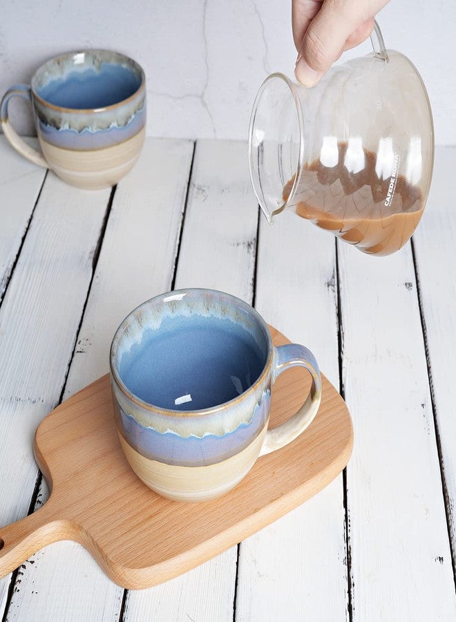 Bosmarlin Ceramic Jumbo Coffee Mug Set of 2, 23 Oz, Large Mug Soup Bowls with Handles, Dishwasher and Microwave Safe (Blue) - Image 5