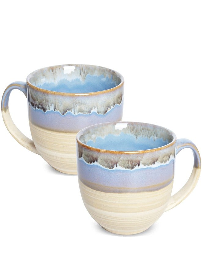 Bosmarlin Ceramic Jumbo Coffee Mug Set of 2, 23 Oz, Large Mug Soup Bowls with Handles, Dishwasher and Microwave Safe (Blue) - Image 1