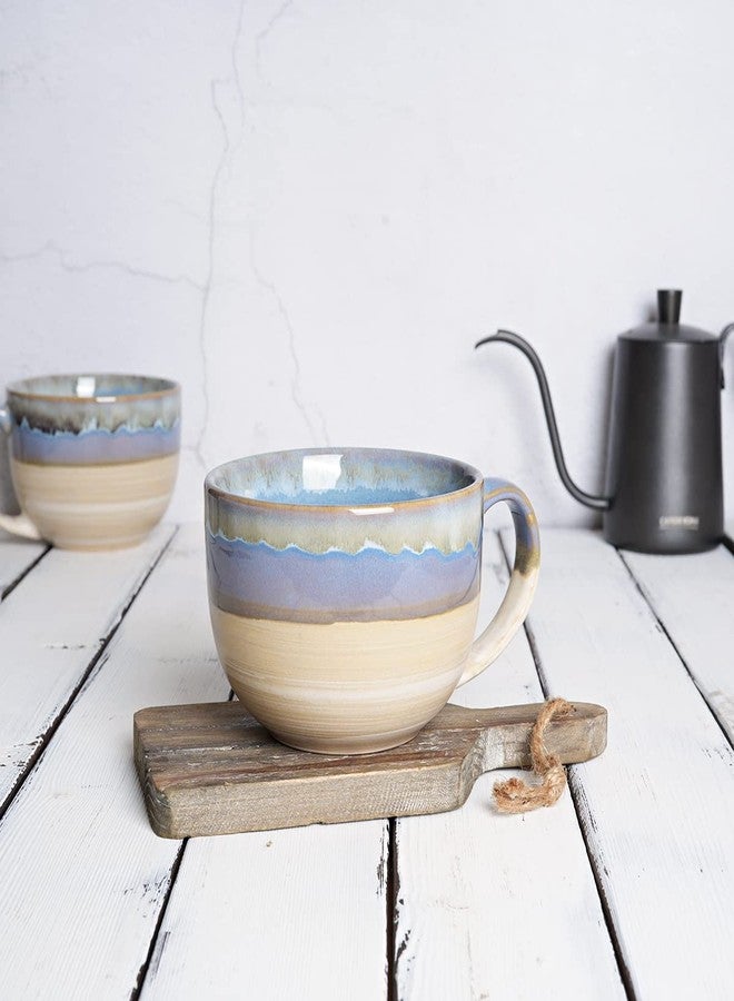 Bosmarlin Ceramic Jumbo Coffee Mug Set of 2, 23 Oz, Large Mug Soup Bowls with Handles, Dishwasher and Microwave Safe (Blue) - Image 4