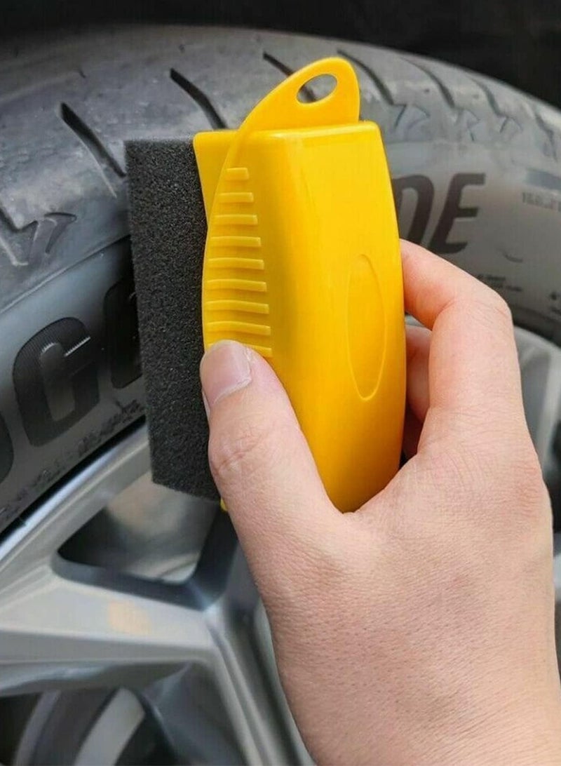 LIMOS Tire Dressing Applicator Brush, 2 PCS Tire Shine Applicator Ergonomic Design Tire Brush, Car Wheel Waxing Sponge With Case Auto Tyre Cleaning Pad For Tire Gel (Black+Yellow)  - Image 2