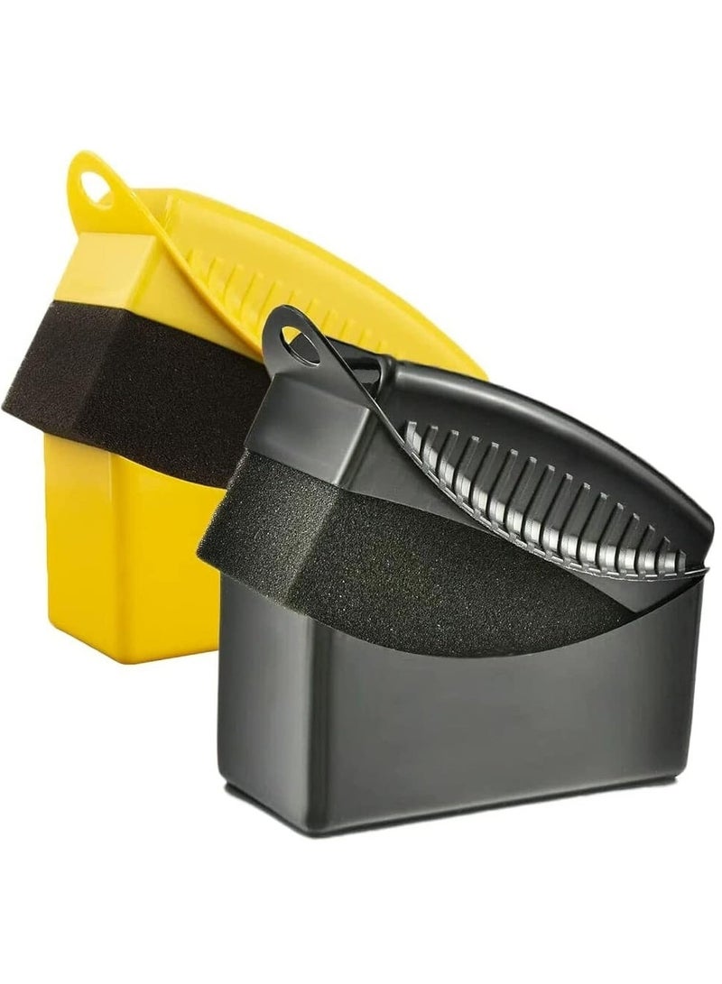 LIMOS Tire Dressing Applicator Brush, 2 PCS Tire Shine Applicator Ergonomic Design Tire Brush, Car Wheel Waxing Sponge With Case Auto Tyre Cleaning Pad For Tire Gel (Black+Yellow)  - Image 1