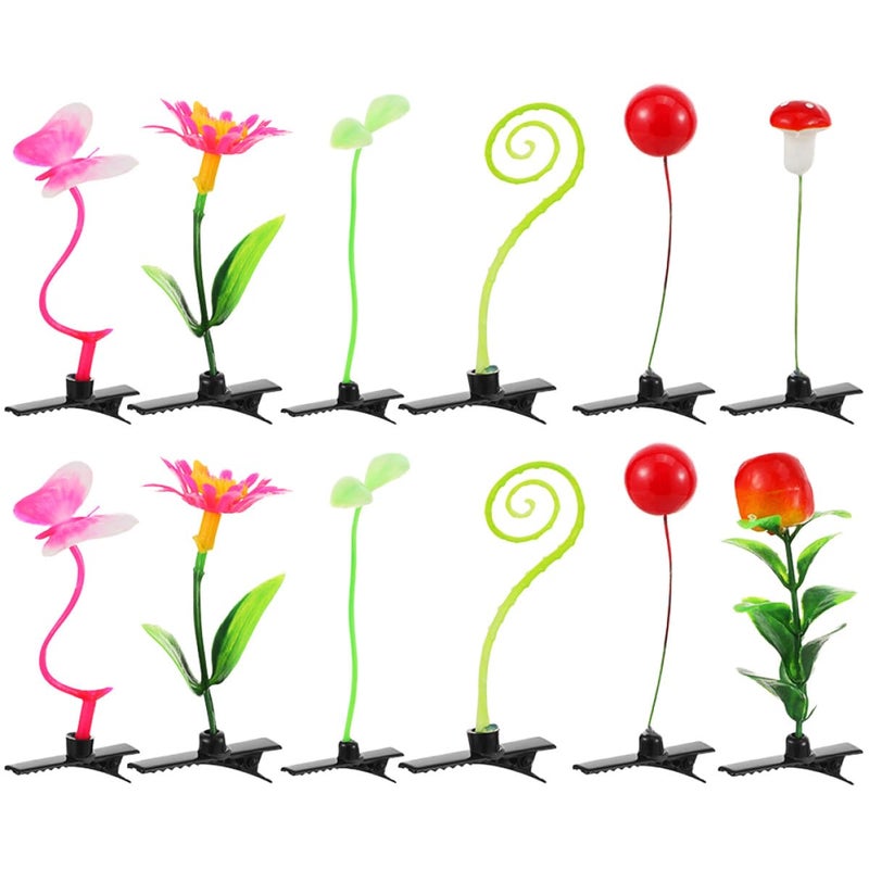 12pcs Simulated Plant Hair Clips Bean Sprout Decorative Hairpins for Creative Styling Accessories Party Hair Barrettes Random Style - Image 1