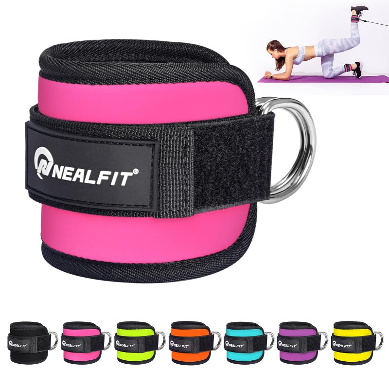 NEALFIT Ankle Strap for Cable Machine, Gym Ankle Cuff for Kickbacks, Leg Extensions, Glute Workouts, Booty Hip Abductors Exercise for Women and Men (Single, Pink) - Image 1