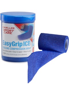 Mueller MUELLER Sports Medicine EasyGrip ICE Cooling Compression Wrap, Compression & Ice Therapy Support for Men and Women, 1 Continuous Wrap, 3.1 Inches x 14.7 Feet, Blue 