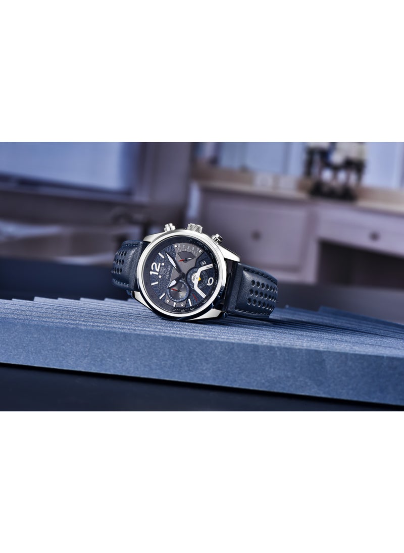 BENYAR - Watches for Men Luxury Quartz Water Resistant Watch Men's Chronograph Genuine Leather Strap 5171 Blue - Image 1
