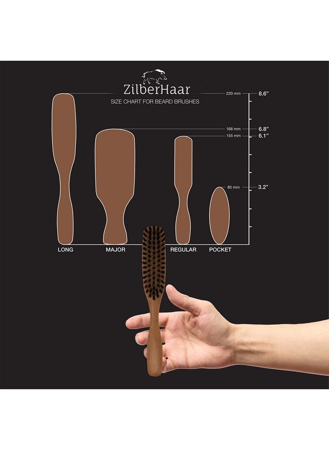 ZilberHaar Long Hair & Beard Brush - Made From Stiff First Cut Boar Bristles And Pearwood - Perfect Beard Care For Men - Works With All Beard Balms And Beard Oils - 8.5 Inches Long  - Image 2