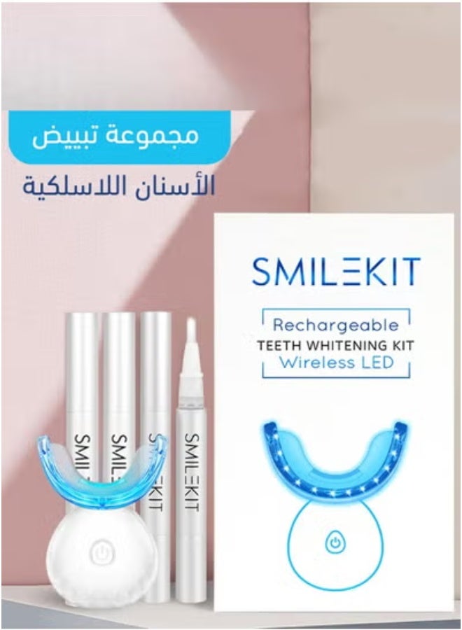 SMILEKIT Teeth Whitening Kit with LED Light Teeth Whitening Gel Pen Mouth Tray, Hydrogen Carbamide Peroxide for Sensitive Teeth, LED Light Tooth Whitener, Teeth Stain Remover to Whiten Teeth - Image 1