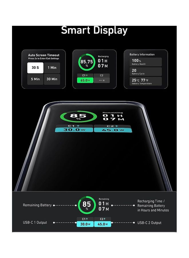 Anker Prime Power Bank, 12,000mAh 2-Port Portable Charger with 130W Output, Smart Digital Display, Compatible with MacBook Pro/Air, iPhone 16/15/14 Series, Samsung, Huaiwei, Dell, Xiaomi, Vivo, Oppo - Image 5