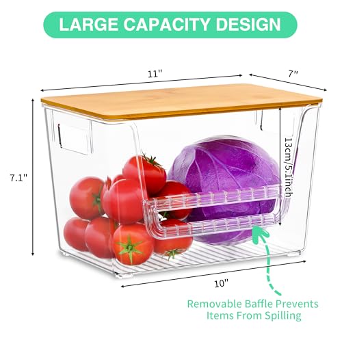 Wrrlors 2 Set Pantry Organizers,Stackable Potato and Onion Storage Bins with Bamboo Lids,Trash Bag Dispenser for 4-13 Gal Bags,kitchen Countertop Organizer for Produce or Snacks - Image 5