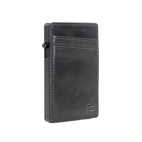 Faraday Defense Faraday Wallet RFID Blocking Aluminum Credit Card Holder Slim Minimalist Locking Button Release MagSafe Compatible Money Clip Genuine Leather - Image 1