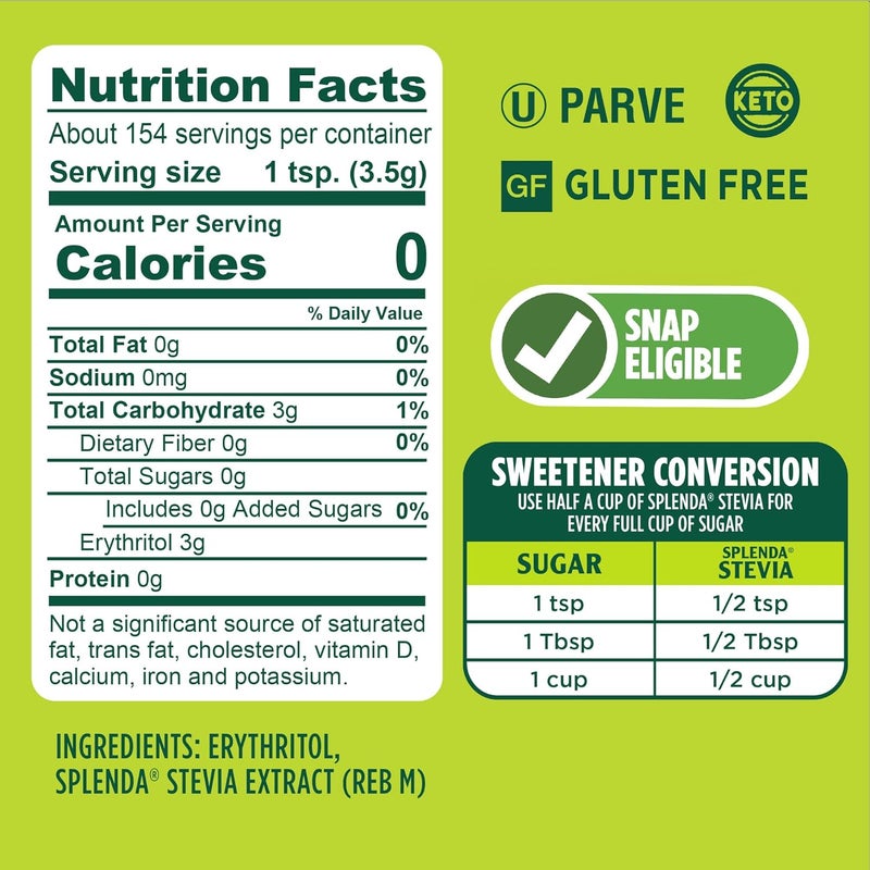 SPLENDA Naturals Stevia Zero Calorie Sweetener 19 Ounce Jar (540 g) - Image 2