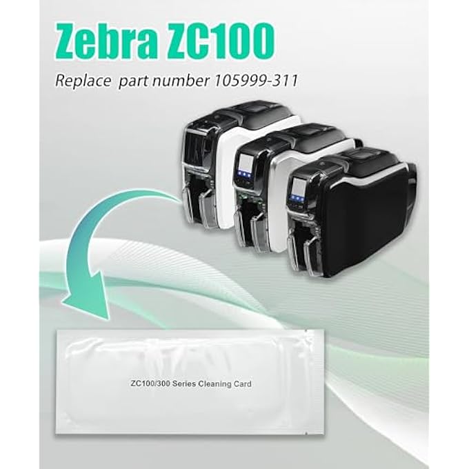 5PCS ID CARD PRINTER CLEANING KIT FITS FOR ZEBRA ZC100 ZC150 ZC300 ZC350,SINGLE-USE CLEANING CARD REPLACE 105999-311 - Image 3