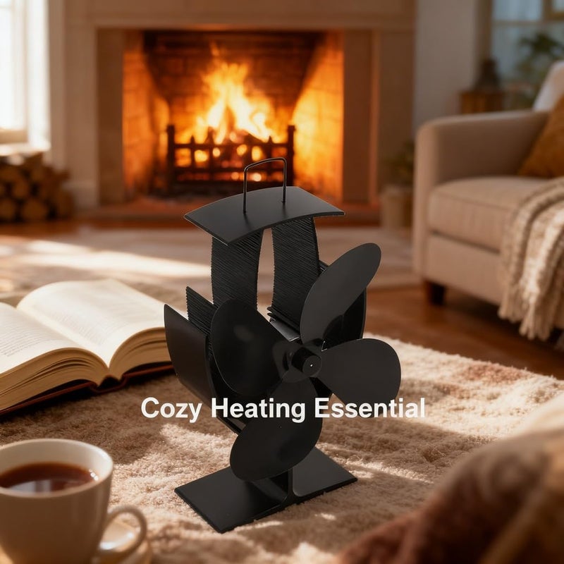 Aluminum Alloy Heat Powered Stove Fan 4 Blade 250CFM Low Noise for Fireplace - Image 4