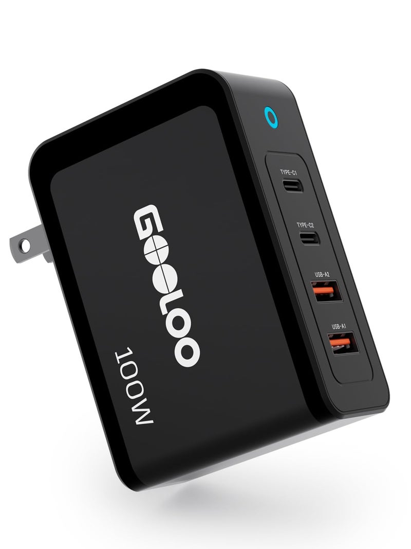 GOOLOO 100W USB C Charger Block, 4-Port Foldable Compact Fast Wall Charger for MacBook Pro/Air/iPad/iPhone Series and More, SuperSafe Power Adapter for GT3000/GT4000S/GT4000/GT6000/A7 Jump Starters - Image 1
