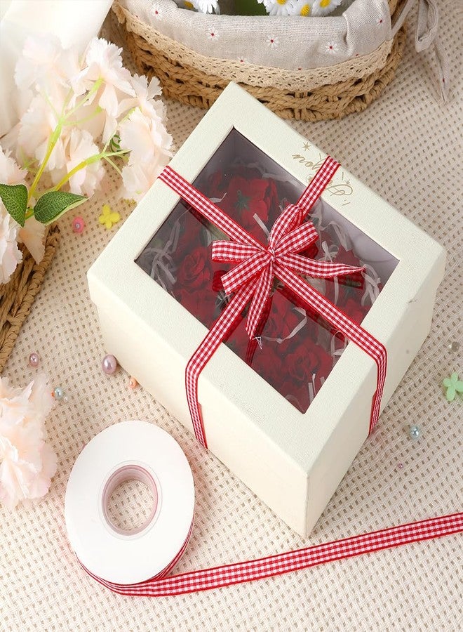 FFNMU Red Gingham Ribbon 3/8 Inch 25 Yards Red and White Checkered Ribbon for Gift Wrapping Buffalo Plaid Ribbons for Crafts DIY Sewing Hair Bows Christmas Birthday Wedding Gingham Party Decorations - Image 3