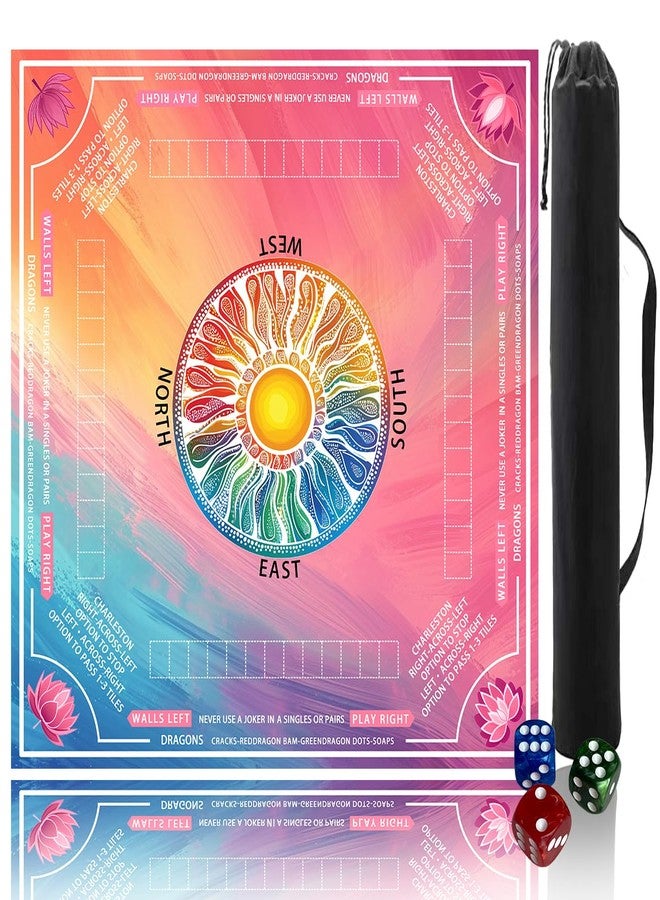 Pittera Mahjong mat for Table/31.5inch/American Mahjong Table Cloth with Rules mats withDrawstring Bag, Noise ReductionAnti-Slip Game mat for Table, forMahiona/PokerBoard Games/Card Games/Dominoes - Image 1