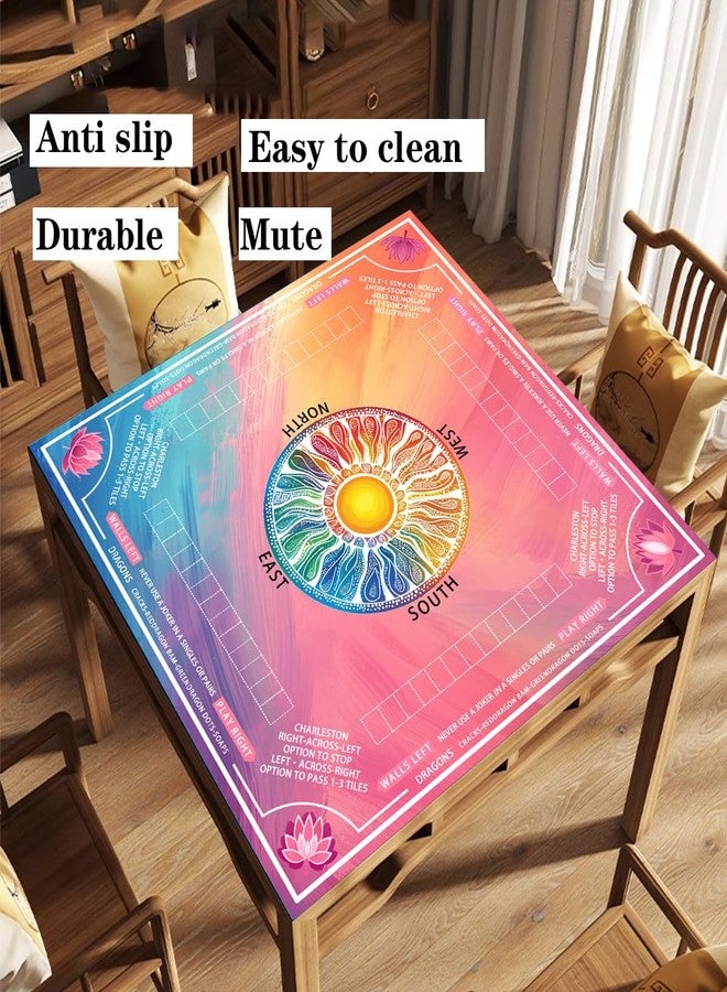 Pittera Mahjong mat for Table/31.5inch/American Mahjong Table Cloth with Rules mats withDrawstring Bag, Noise ReductionAnti-Slip Game mat for Table, forMahiona/PokerBoard Games/Card Games/Dominoes - Image 2