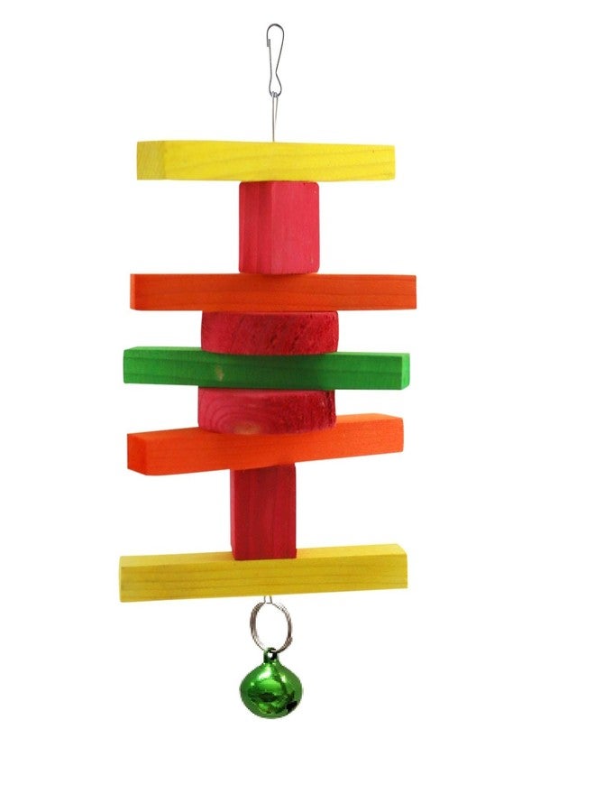PawCloud Natural Wood | Symmetrical Stacked Bird Toy with Multicolor Durable Bell | for Small & Medium Size Bird - (Multicolour)