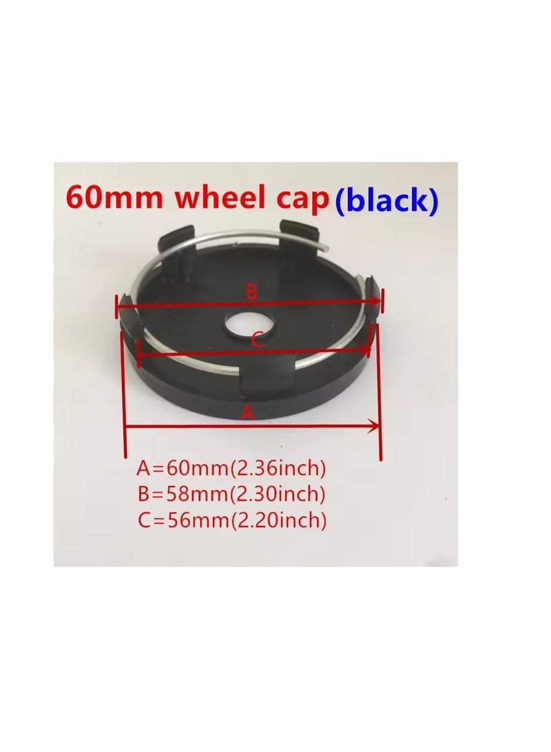 أغطية مركز عجلات 60 مم طقم 4 قطع أسود تصميم OEM أغطية جنوط تركيب سهل بالكبس بديل متين متوافقة مع سيارات فولكس فاجن - Image 3