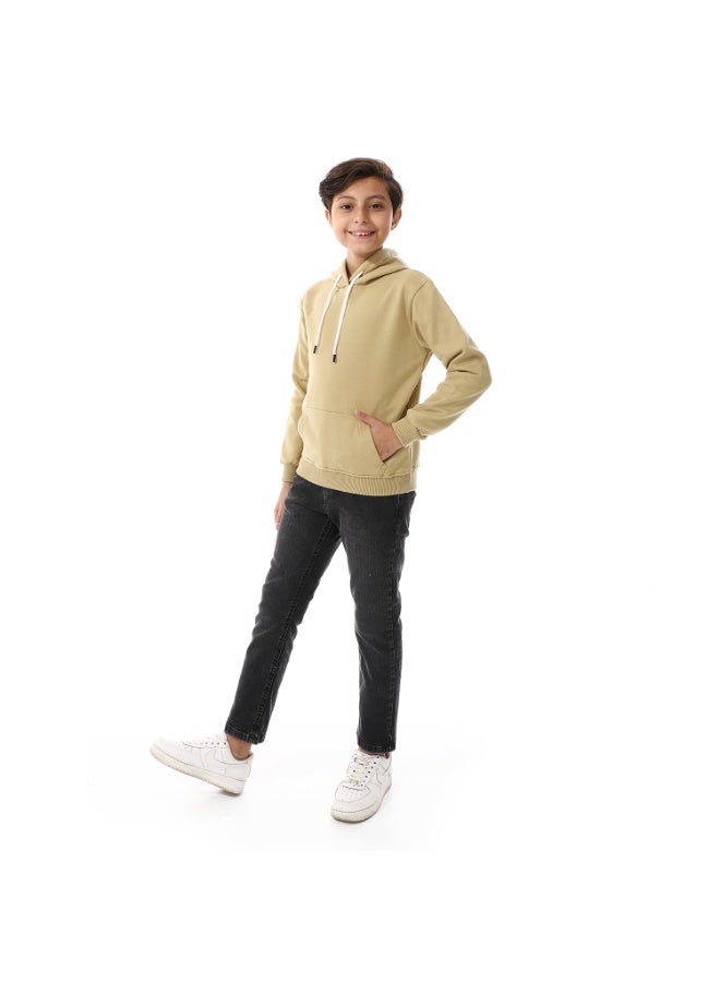 Andora Long Sleeves Beige Slip On Hoodie For Boys_Beige - Image 5