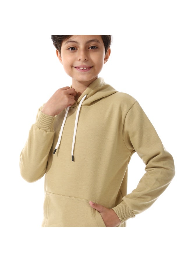 Andora Long Sleeves Beige Slip On Hoodie For Boys_Beige - Image 3