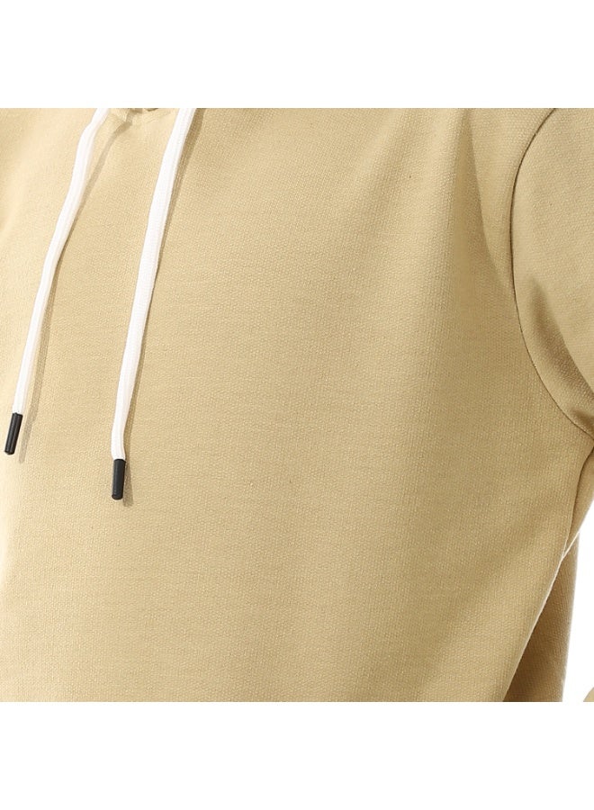 Andora Long Sleeves Beige Slip On Hoodie For Boys_Beige - Image 4