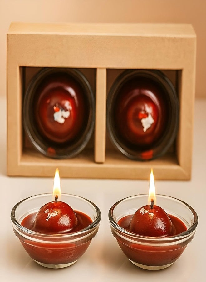 Aseenaa Premium Gulab Jamun Scented Candle L-6cm X H-3cm for Festive Decor, Birthday Gifts, Housewarming Gifts, Tea Party, Kitty Party and Diwali Decor - Pack of 2 (Rasgulla Pack of 2) - Image 1