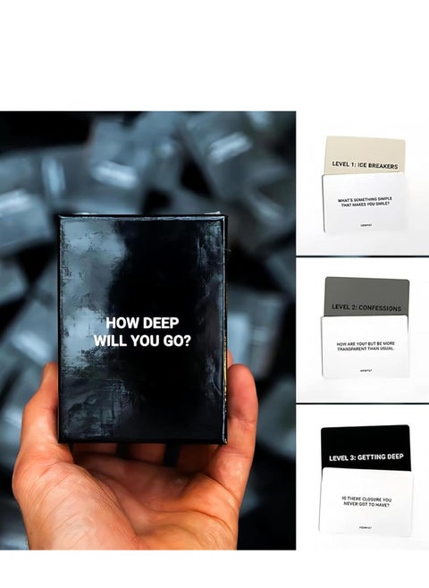 How Deep Will You Go? Game Of Questions To Deepen Connection, 99 Icebreaker Conversation Cards, How Deep Will You Go Card Game, The Perfect Choice For Family Gatherings (1 box)