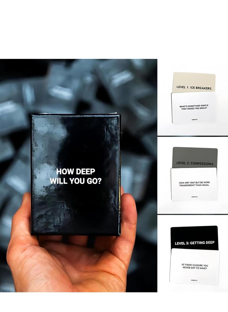 How Deep Will You Go? Game Of Questions To Deepen Connection, 99 Icebreaker Conversation Cards, How Deep Will You Go Card Game, The Perfect Choice For Family Gatherings (1 box)