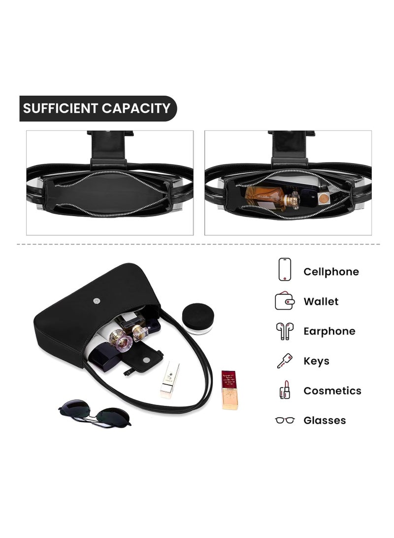 KASTWAVE Black Shoulder Bag, Tote Bag for Women, Bow Purse for Women, Y2k Hobo Handbags, Satchel Bag, Trendy Clutch, Black Purse, Vegan Leather Y2k Underarm Bag - Image 4