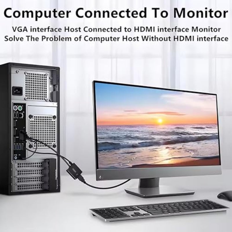 محول VGA إلى HDMI يحول إشارات VGA ويخرجها إلى أجهزة عرض HDMI، أسود - Image 3