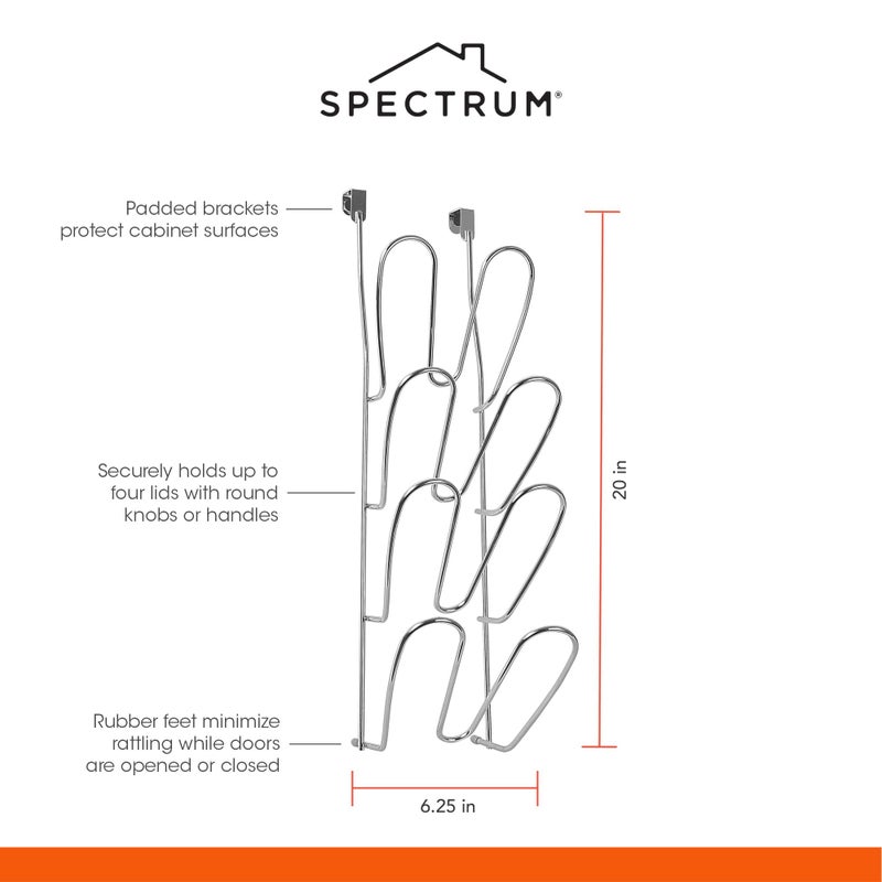Spectrum Metal Bloom Over the Cabinet Lid Organizer (Chrome) - Storage for Kitchen, Cabinet, Pantry, & Under Sink Organization - Image 3