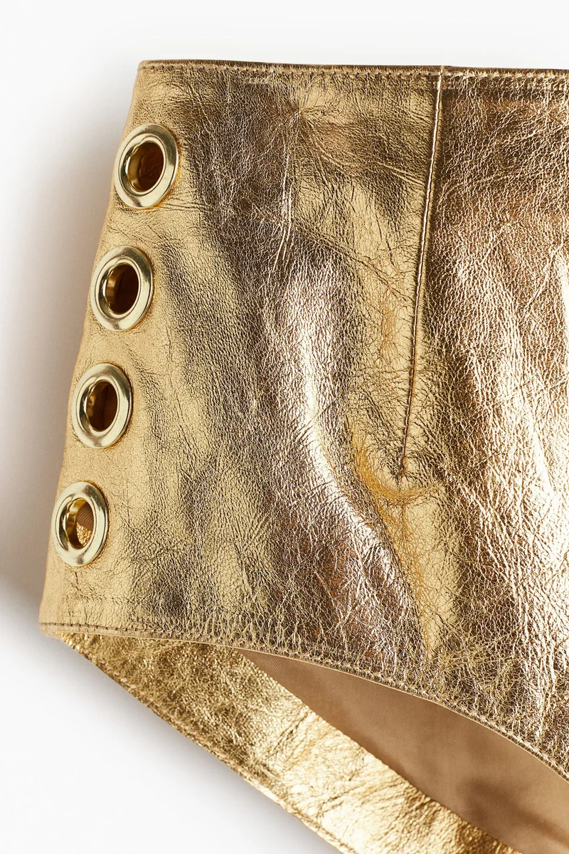 H&M Eyelet-detail leather mini shorts