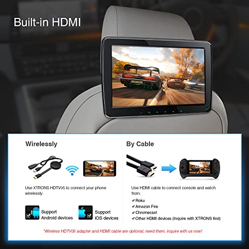 XTRONS 11.6 Inch Car Headrest Mount Monitor with HDMI Input, 1080P Wide Screen with IPS Display Portable Video Player for Car Backseat Multimedia Entertainment Supports AV-in USB SD - Image 5