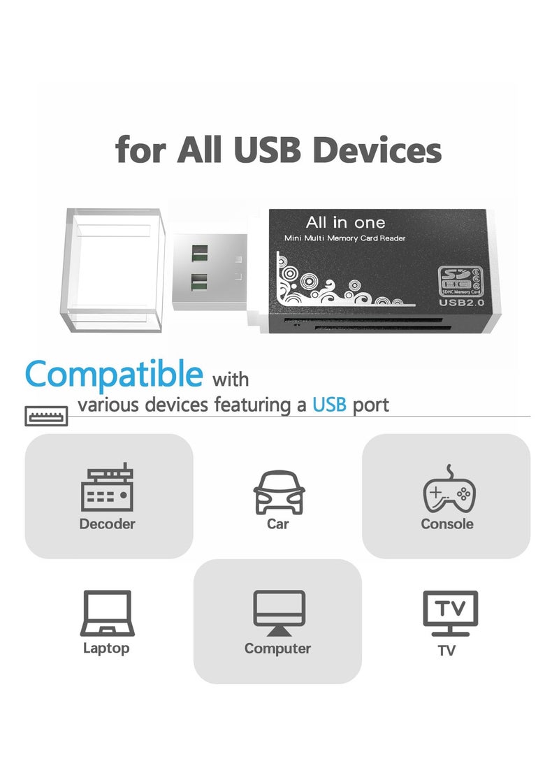 SYOSI - Micro SD Card Reader USB 2.0 480Mbps 4 Slot 4 in 1 USB Adapter for MS Duo Pro M2 SDXC SDHC MMC RS MMC Micro SDXC Micro SDHC and TF Card Compatible WIN XP 7 8 10 11 Mac Linux Vista - Image 1