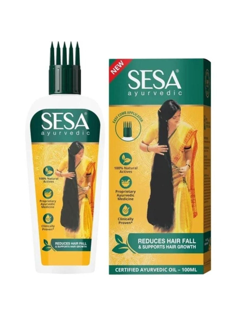 سيسا زيت سيسا أيورفيدا لتساقط الشعر ونموه ، برينجراج + 17 عشب + 5 زيوت ، كشير باك فيدي ، بدون زيت معدني ، 100 مل