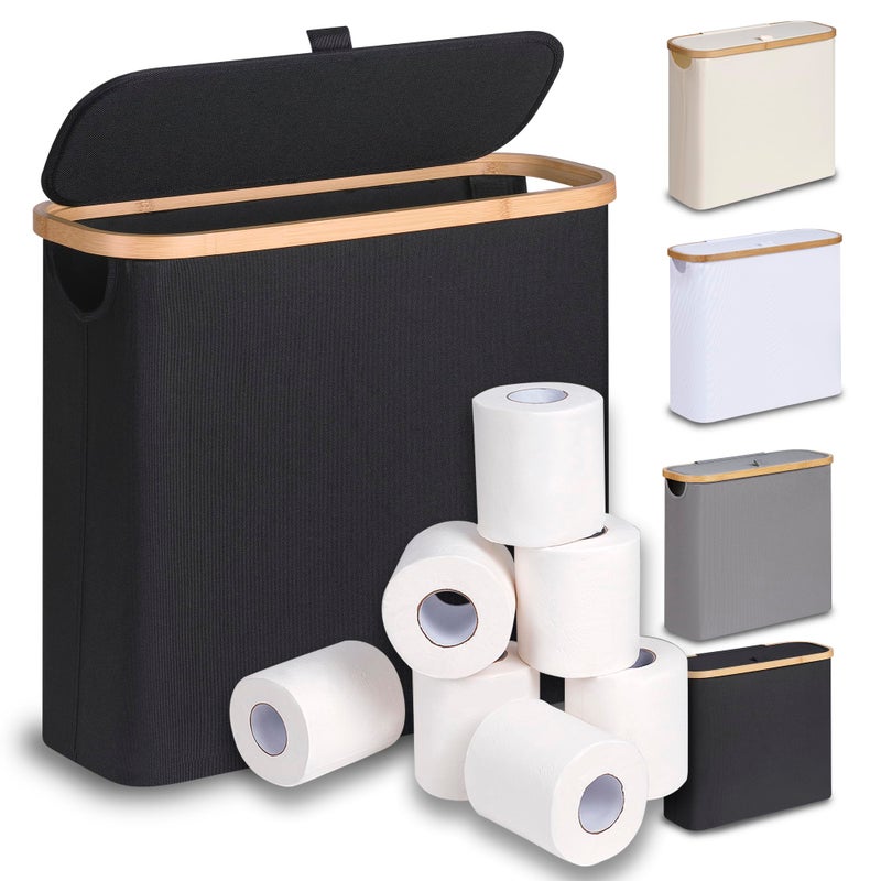 efluky Toilet Paper Basket 28L Toilet Paper Holder with Lid for Bathroom Free Standing Storage Organizer Holds Up to 912 Rolls Black 1 - Image 2