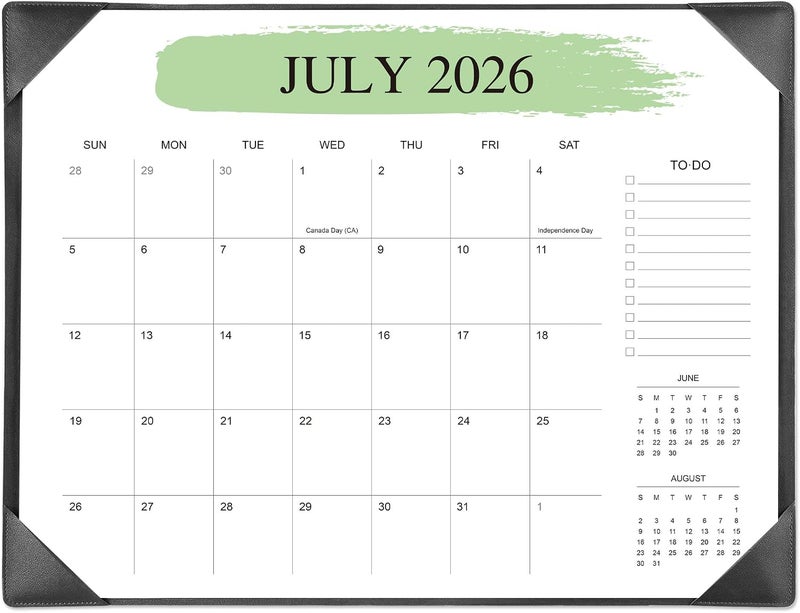 تقويم مكتبي كبير مع لوحة حماية، 22 × 17 بوصة، 18 شهرًا يوليو 2025 - ديسمبر 2026 (أسود) - Image 1