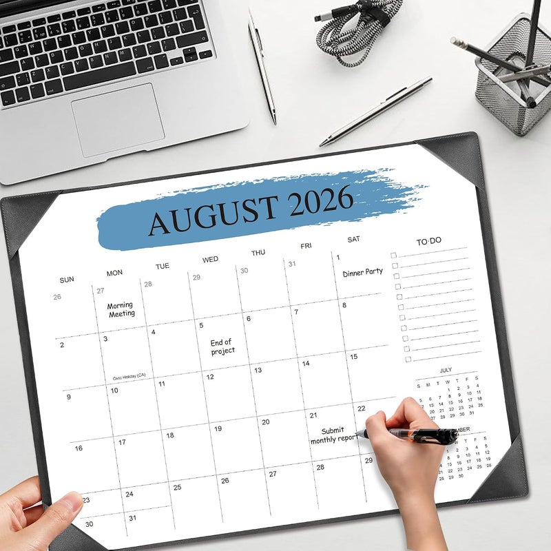 تقويم مكتبي كبير مع لوحة حماية، 22 × 17 بوصة، 18 شهرًا يوليو 2025 - ديسمبر 2026 (أسود) - Image 4
