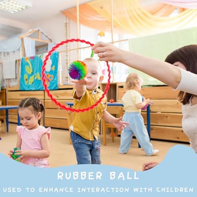 WYOMER 12 Pack Monkey Stringy Sensory Fidget Balls - Latex-Free Silicone Stress Relief Toys in 3 Sizes with Rainbow Pom - Image 5