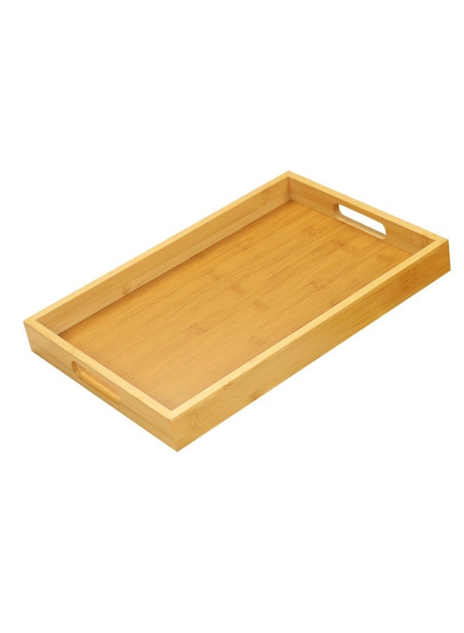 noon east Wooden Serving Tray Made of Bamboo, Thick and Durable for Tea, Coffee, and Snacks, Multi-Purpose Kitchen Storage Tray, 38x25cm - Image 2