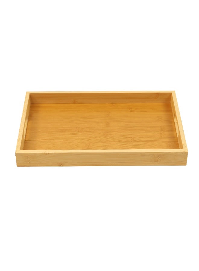 noon east Wooden Serving Tray Made of Bamboo, Thick and Durable for Tea, Coffee, and Snacks, Multi-Purpose Kitchen Storage Tray, 38x25cm - Image 3